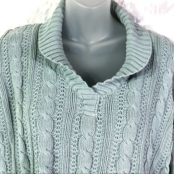 Charter Club sea foam green cable knit sweater 1980s 80s style medium - Picture 4 of 12